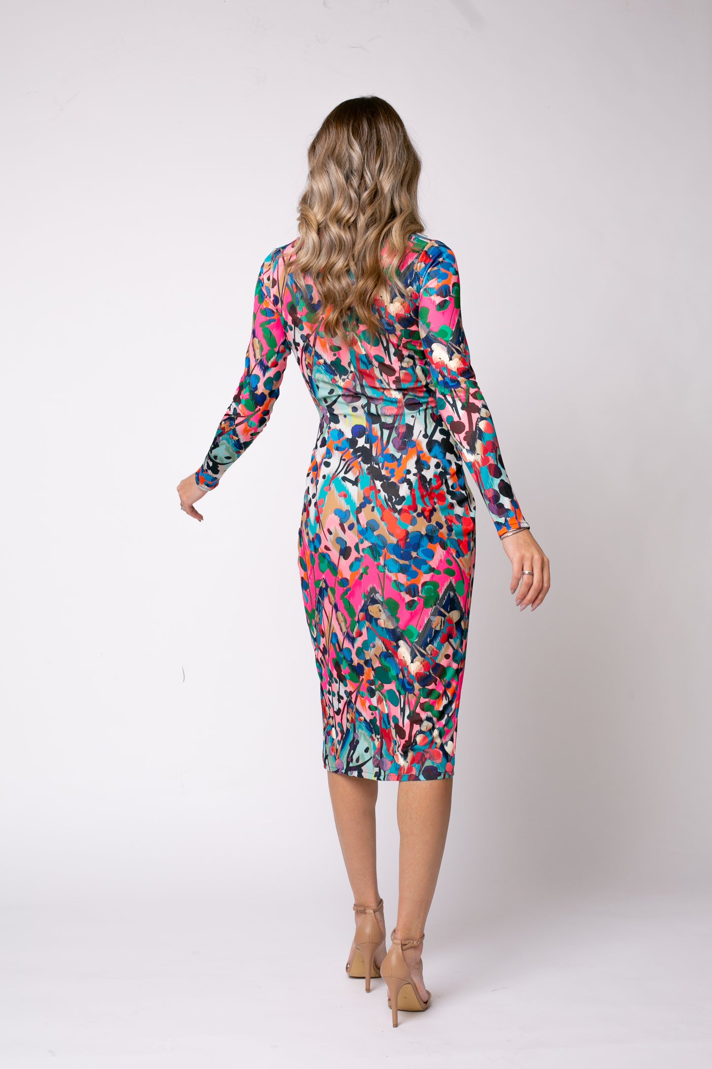 Rochie midi Mallorca cu print Barcelona