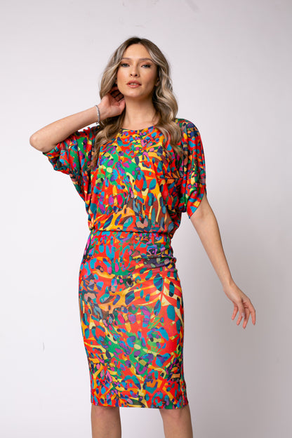 Rochie midi Paris cu print Gaudi