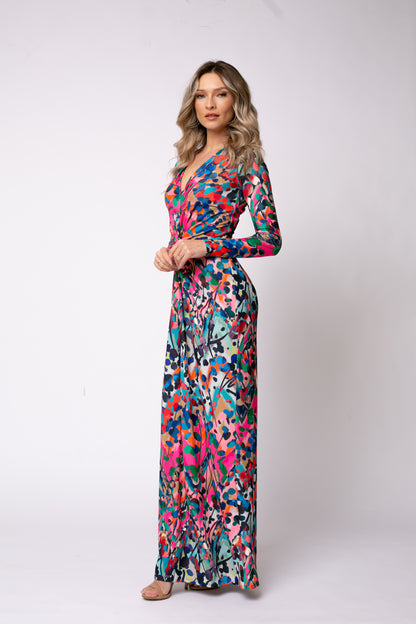 Rochie maxi din jerseu Mallorca cu print Barcelona