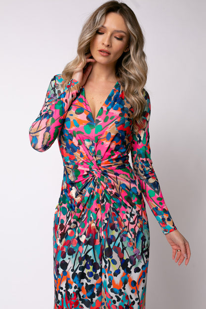 Rochie maxi din jerseu Mallorca cu print Barcelona