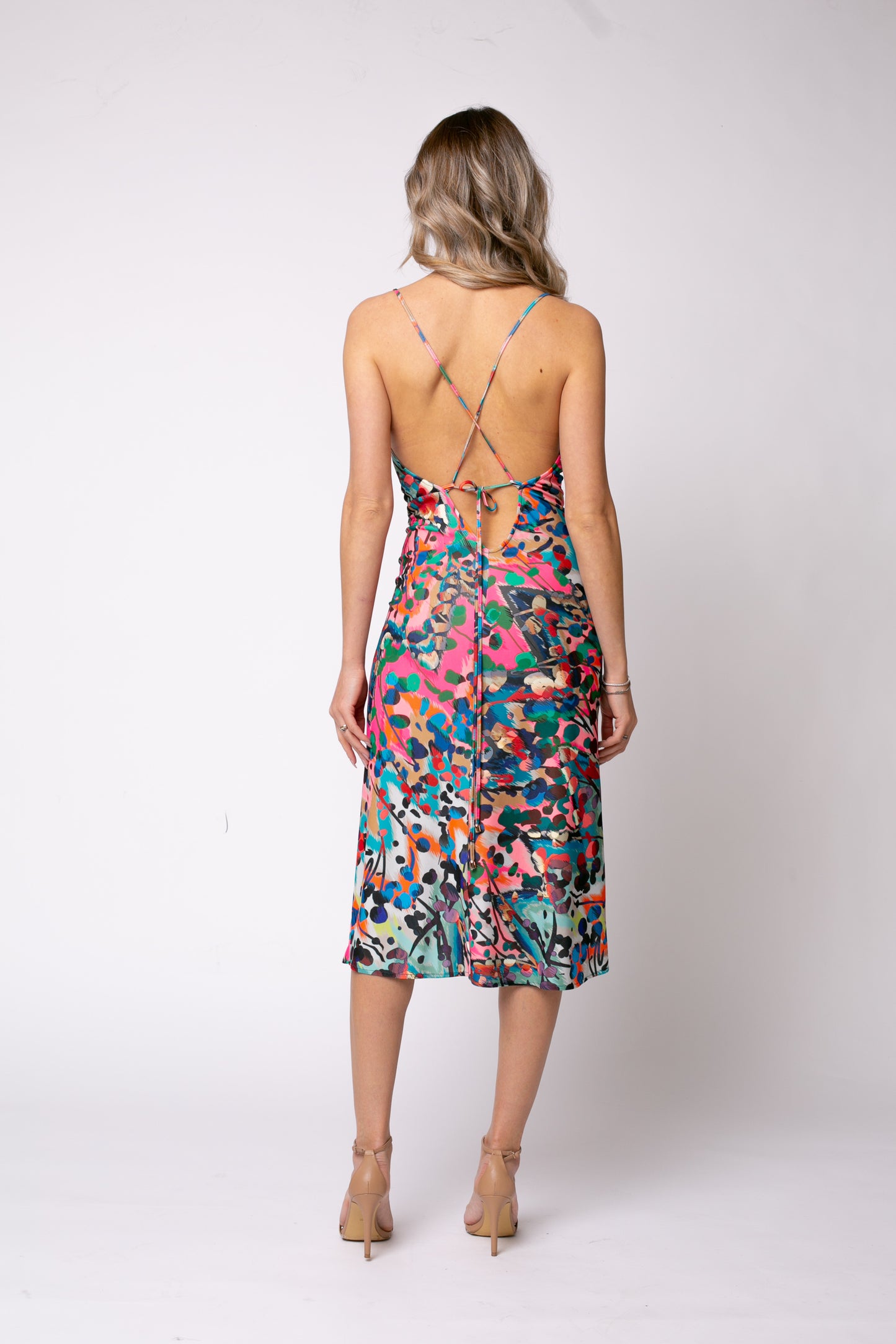 Rochie midi din Jerseu Tulum cu Print Barcelona