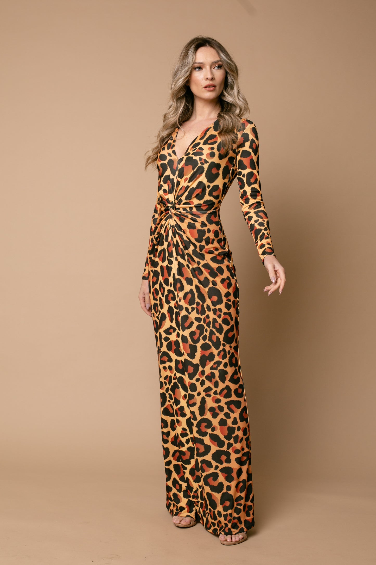 Rochie maxi din jerseu Mallorca cu print Nairobi