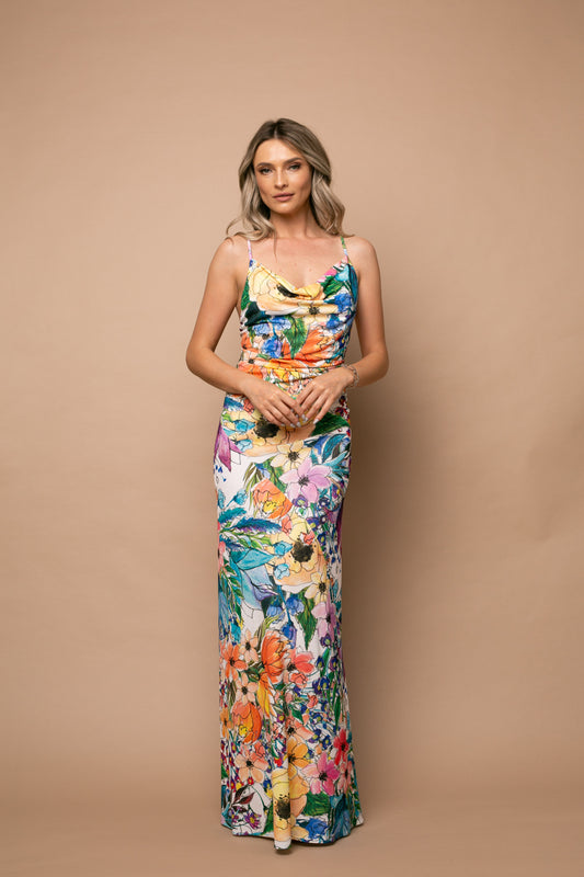 Rochie Maxi din Jerseu Tulum cu Print Marseille