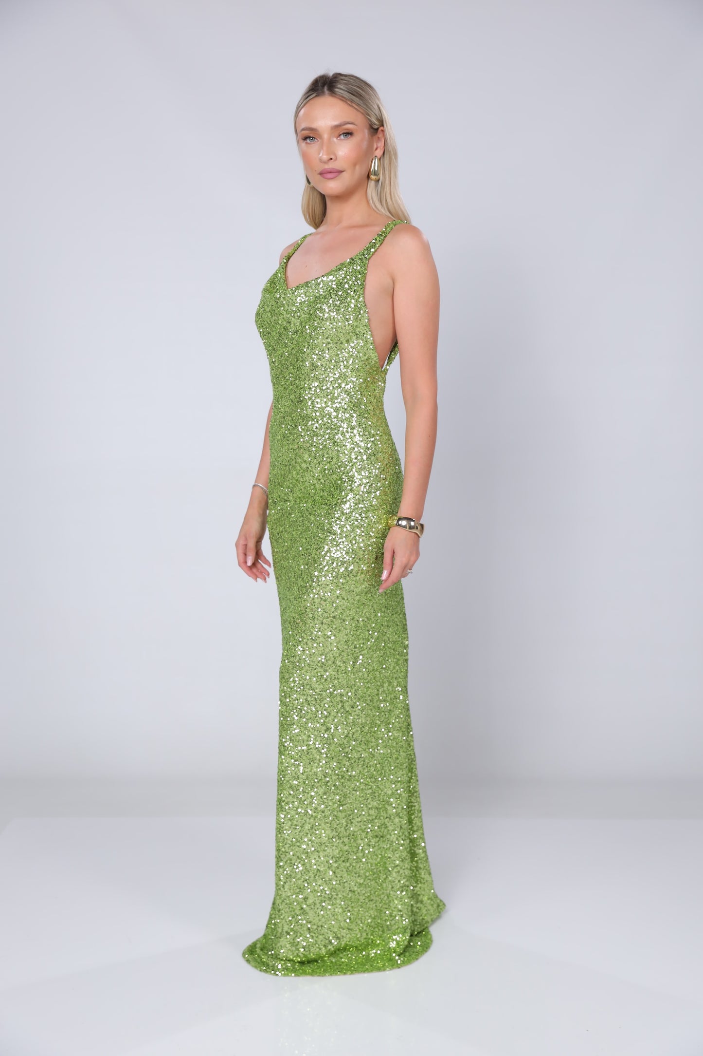 Rochie maxi Margot lime din paiete