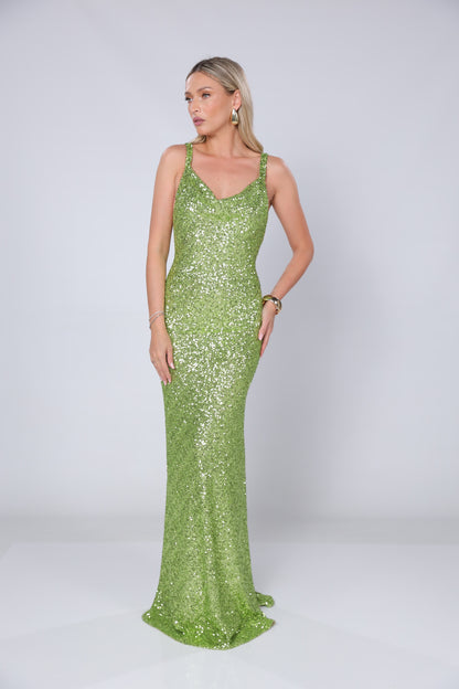 Rochie maxi Margot lime din paiete