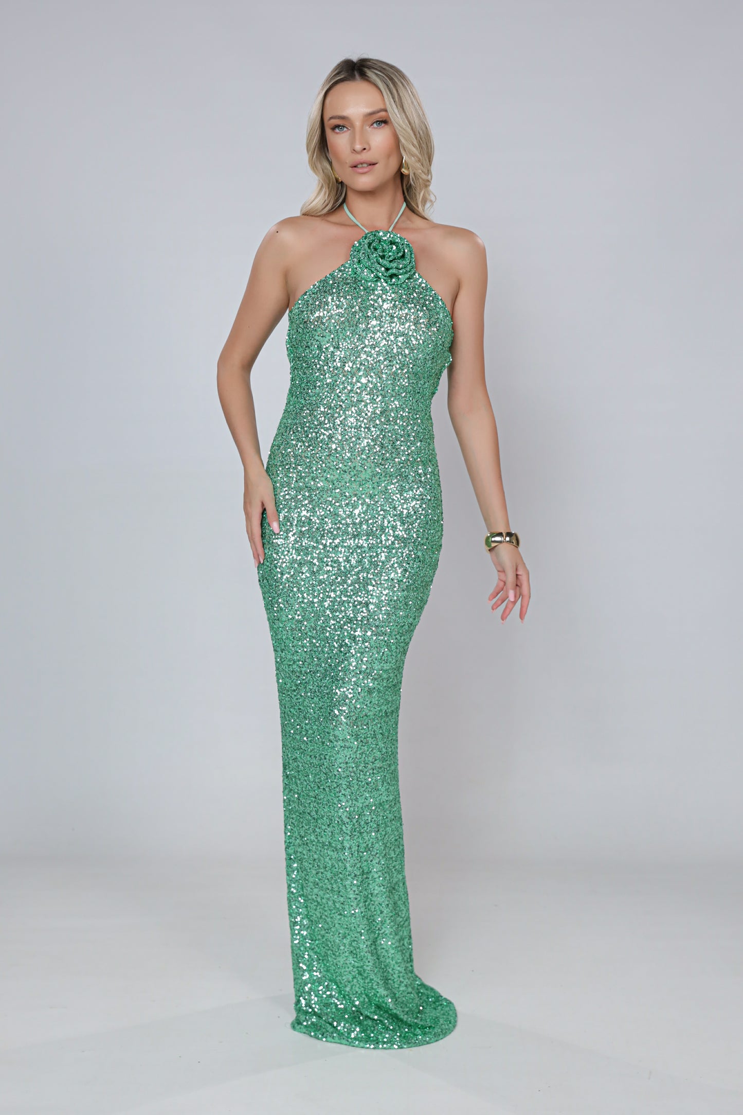 Rochie maxi Jennifer din paiete mint