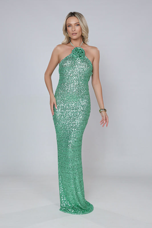 Rochie maxi Jennifer din paiete mint