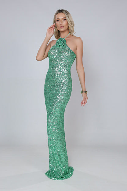 Rochie maxi Jennifer din paiete mint