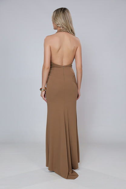 Rochie cappuccino Mallorca cu spate gol