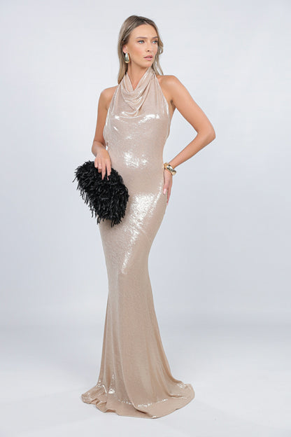 Rochie Capri maxi aurie