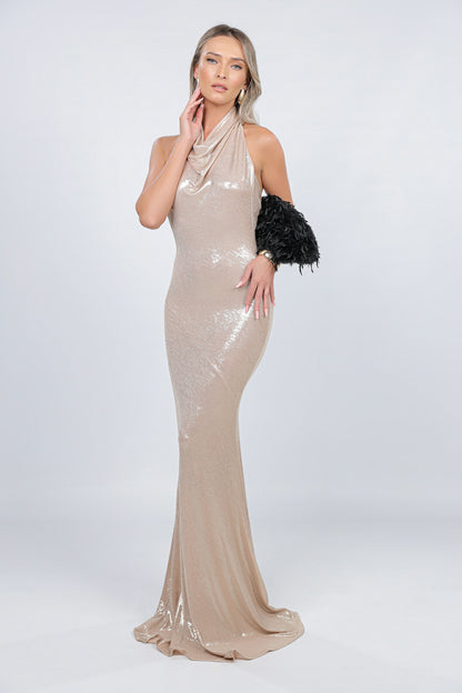 Rochie Capri maxi aurie