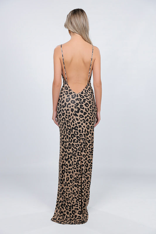 Rochie Tulum maxi cu print leopard