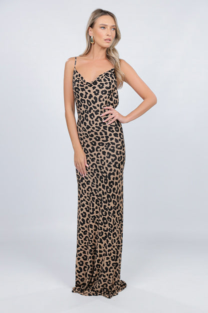 Rochie Tulum maxi cu print leopard