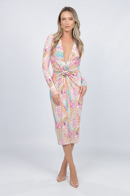 Rochie Mallorca midi cu print
