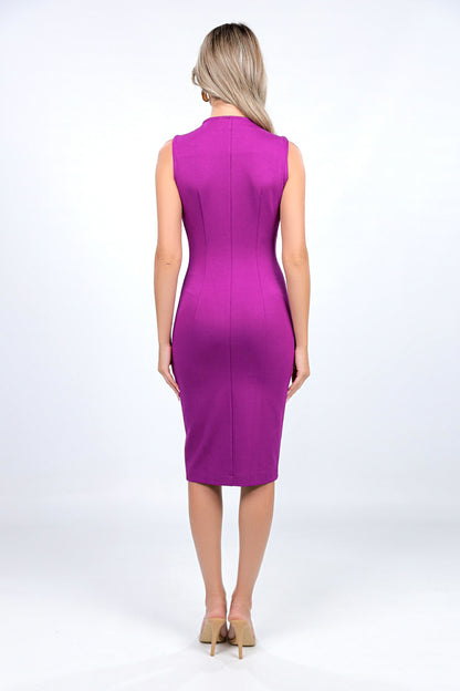 Rochie Chelsea midi fara maneci mov fuchsia