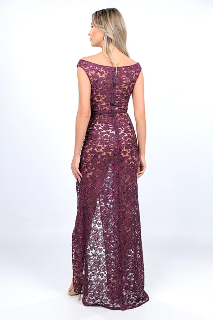 Rochie din broderie cu aplicatii mov