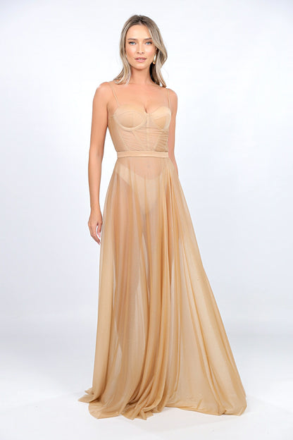 Rochie cu bust corset nude