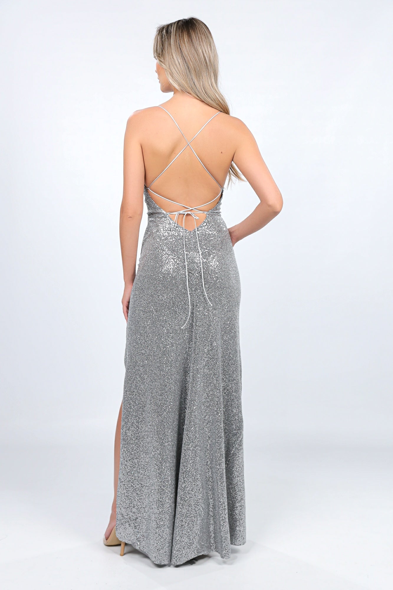 Rochie Seville maxi argintie