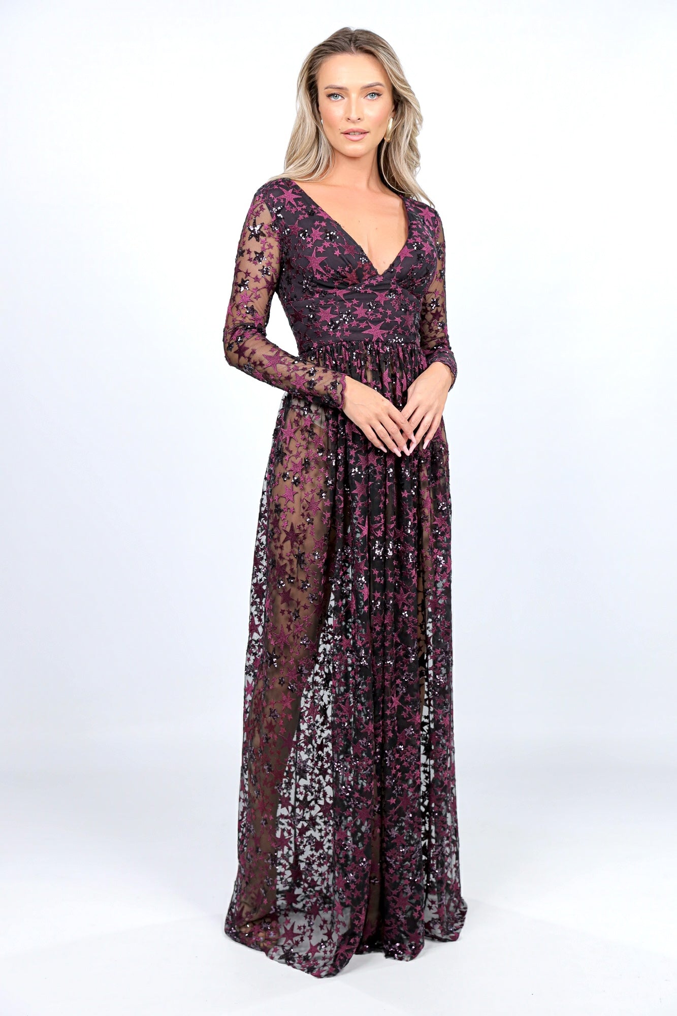 Rochie cu bust cu cupe broderie mov