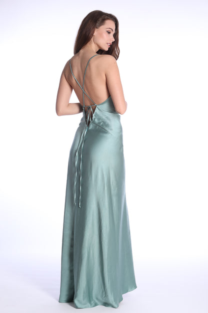 Rochie Tulum din satin blue ocean