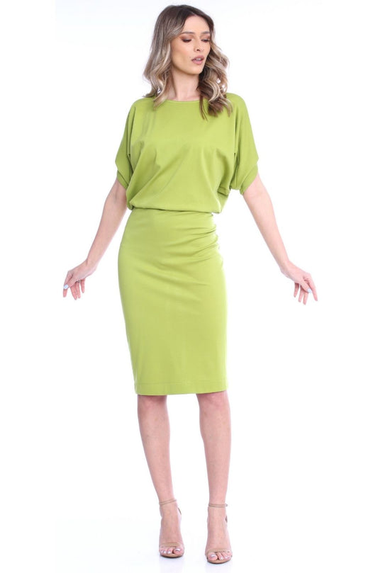 Rochie lime midi din jerseu Paris
