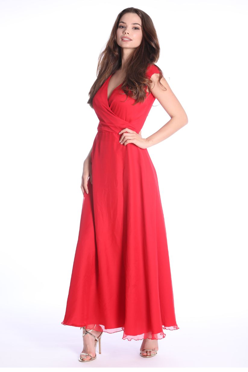 Rochie Rome rosie din matase