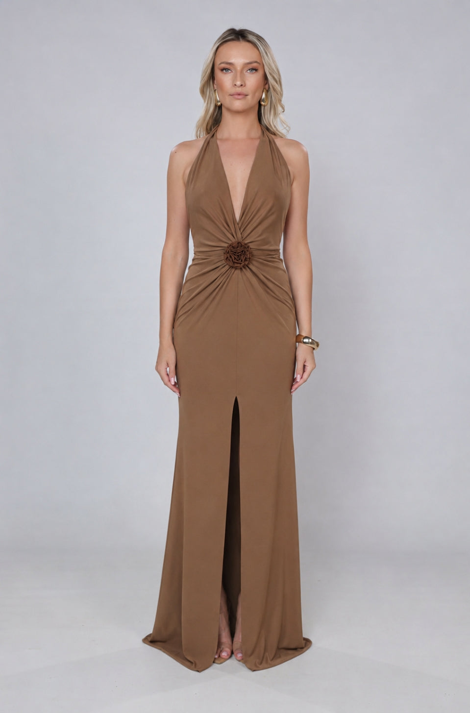 Rochie cappuccino Mallorca cu spate gol