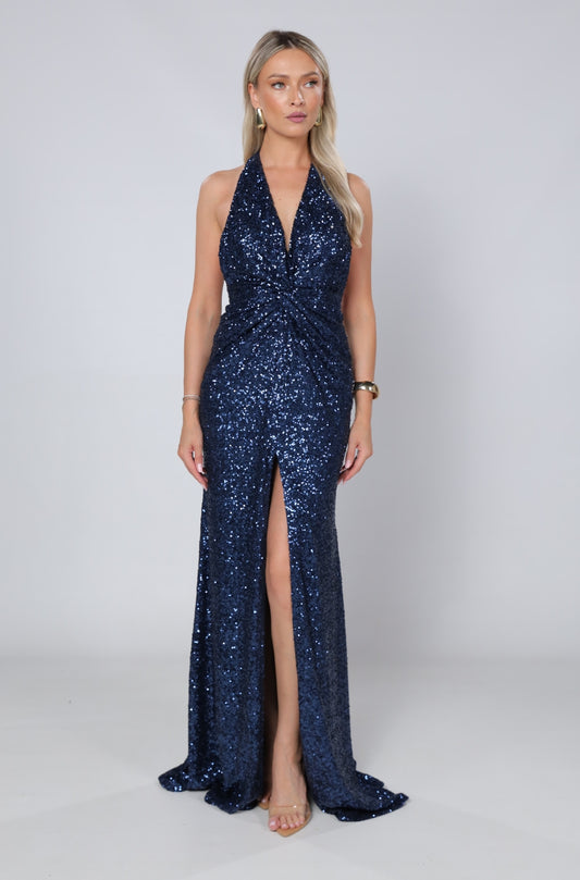 Rochie Sienna maxi din paiete bleumarin