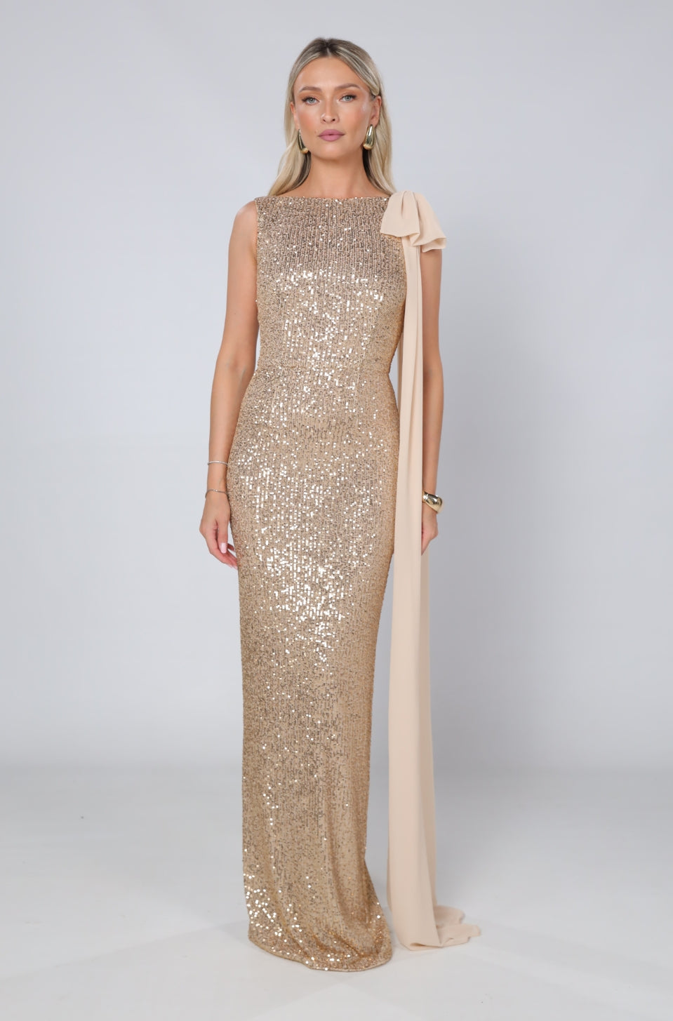Rochie maxi Kylie din paiete aurii