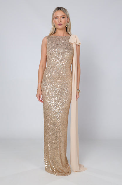 Rochie maxi Kylie din paiete aurii