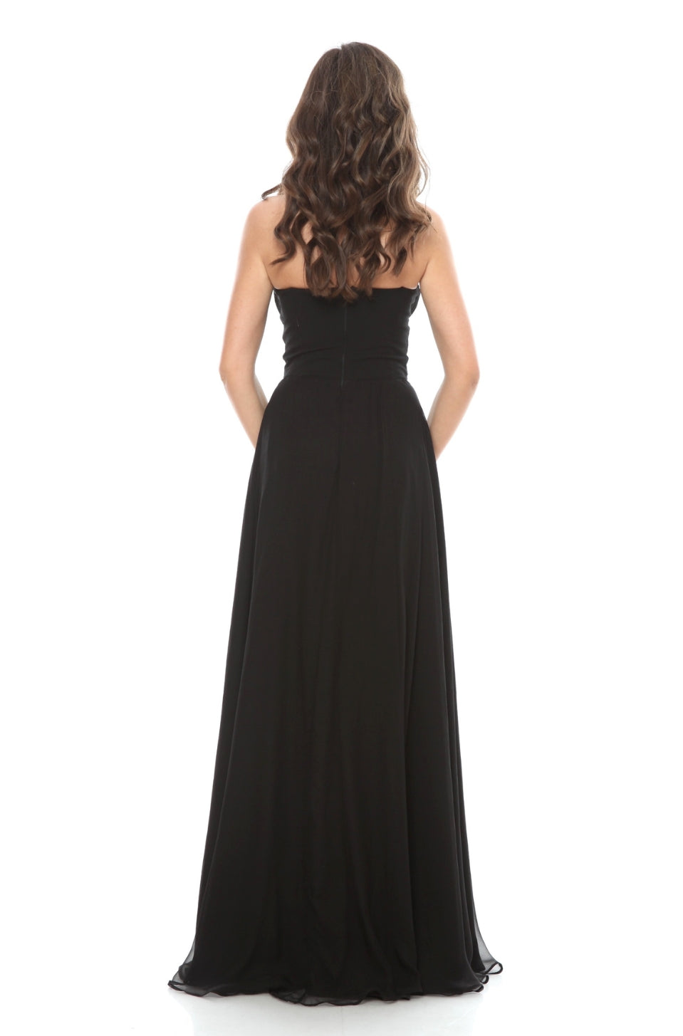 Rochie din matase neagra cu bust corset