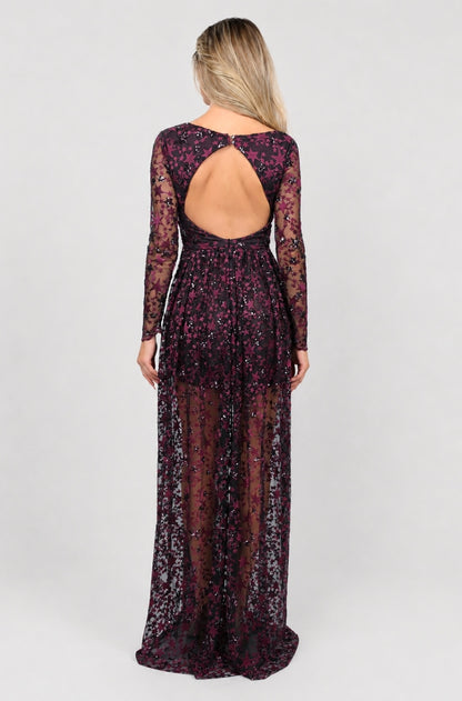 Rochie maxi din broderie cu paiete