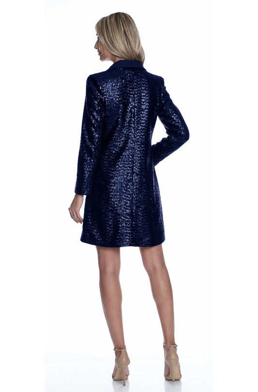 Rochie sacou din paiete bleumarin