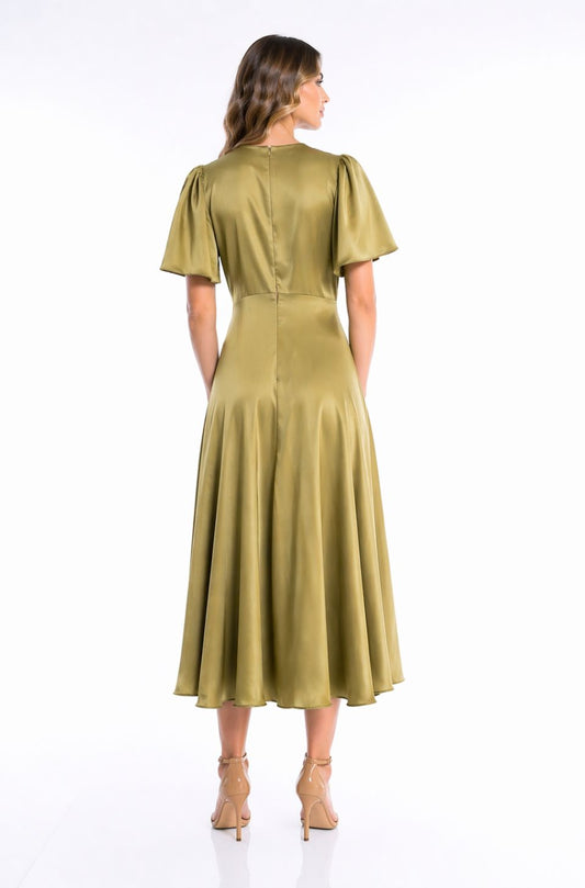 Rochie Brooklyn din satin verde