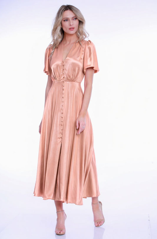 Rochie Brooklyn din satin roz