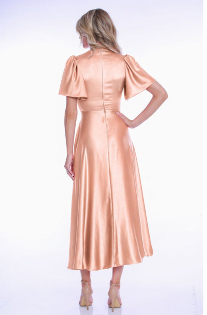 Rochie Brooklyn din satin roz