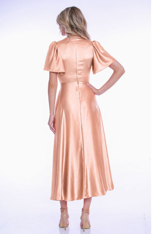 Rochie Brooklyn din satin roz