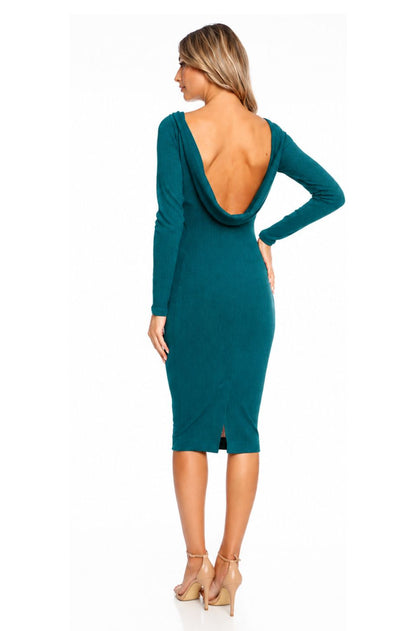 Rochie Ibiza midi verde cu spate gol