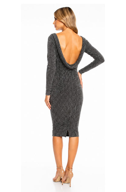 Rochie Ibiza midi argintie cu spate gol
