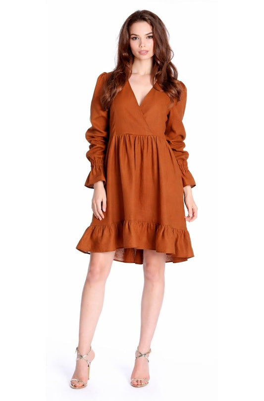 Rochie din In maro caramiziu