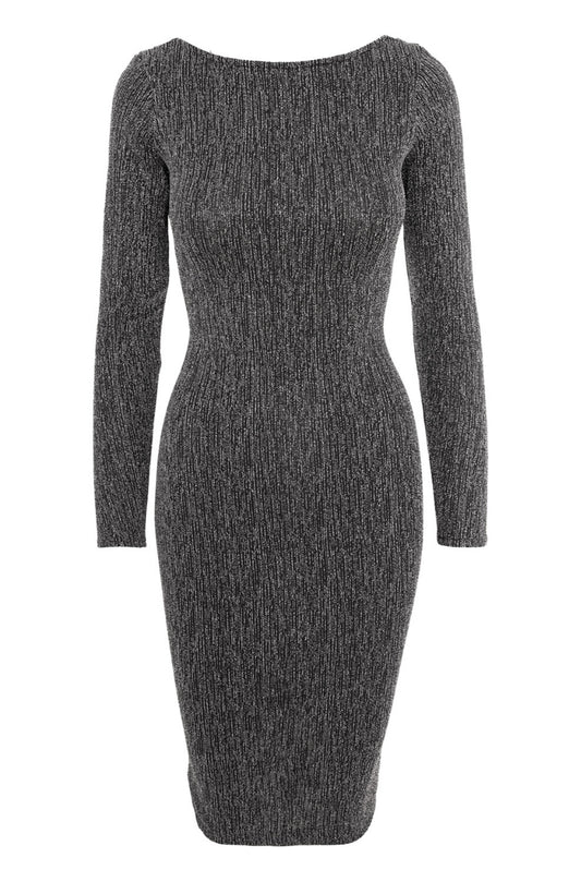 Rochie Ibiza midi argintie cu spate gol