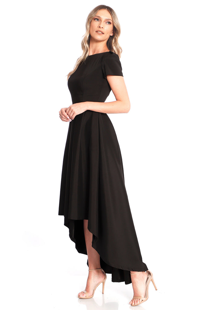 New York Classic Asymmetrical Sleveless Dress With Pockets In Black