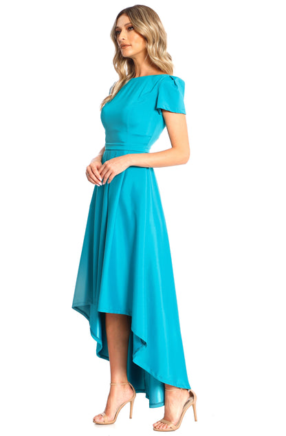 Rochie asimetrica turquoise cu buzunare New York