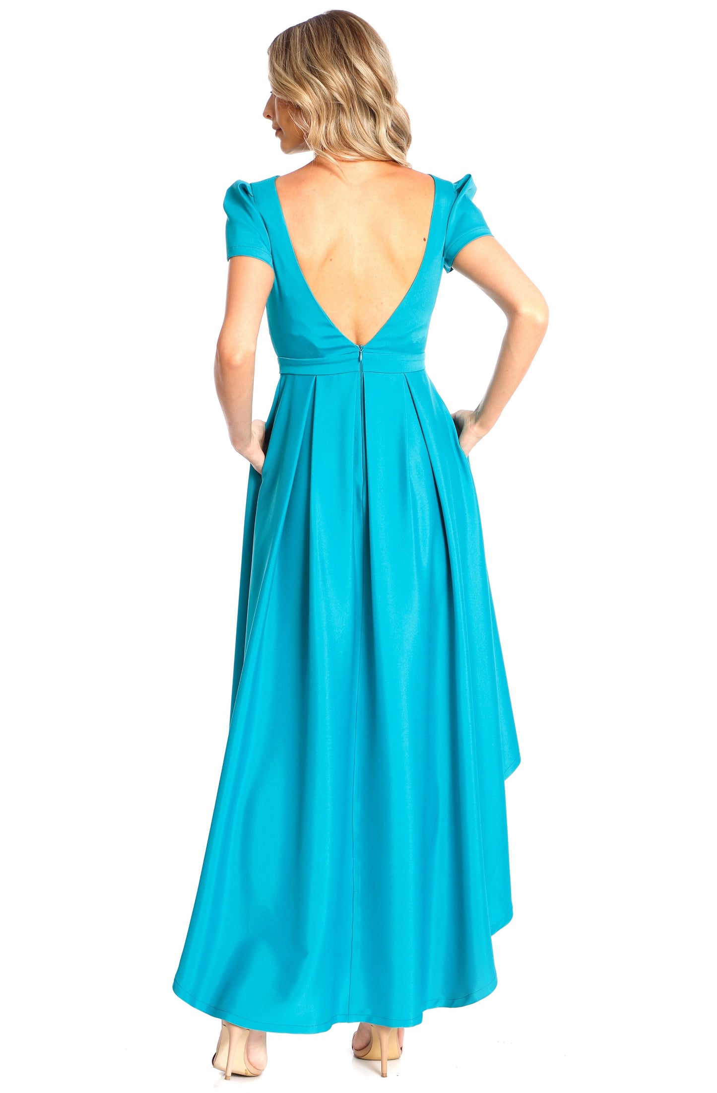 Rochie asimetrica turquoise cu buzunare New York