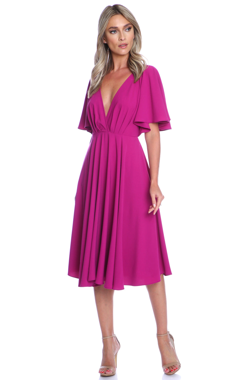 Rochie midi clos fuchshia Florence