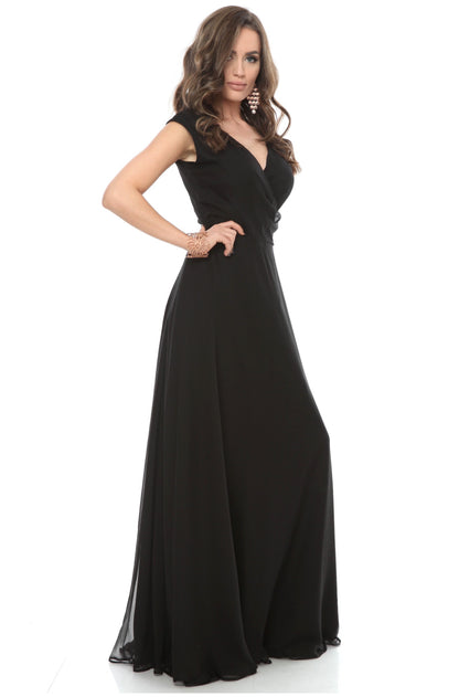 Rochie neagra maxi din matase Rome