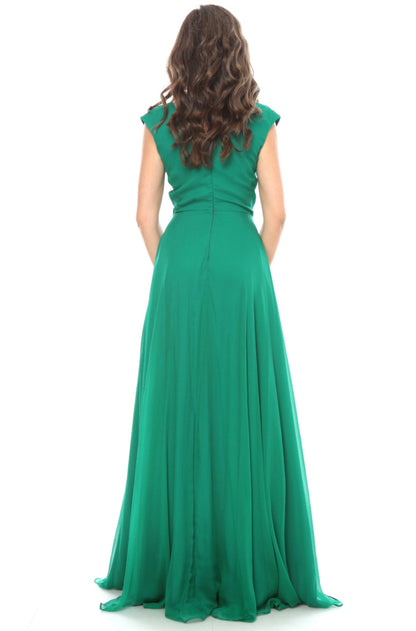 Rochie maxi verde din matase Rome