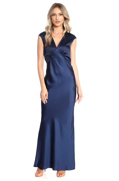 Rochie maxi din satin bleumarin Cali