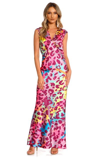 Rochie maxi din satin Cali cu print Rio