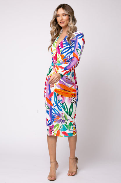 Rochie midi Mallorca cu print Capri